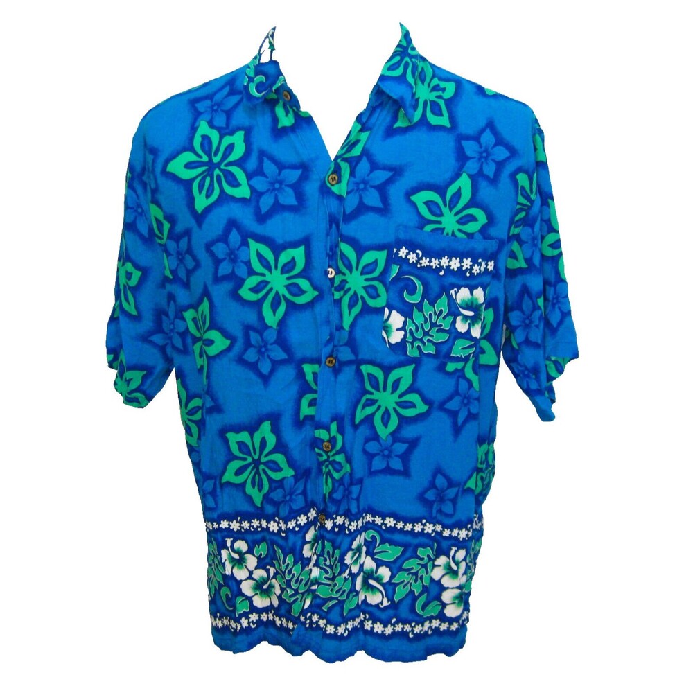 BLUE HAWAII Mens (Size XL) Floral Short Sleeve Hawaiian Button Front Aloha Shirt
